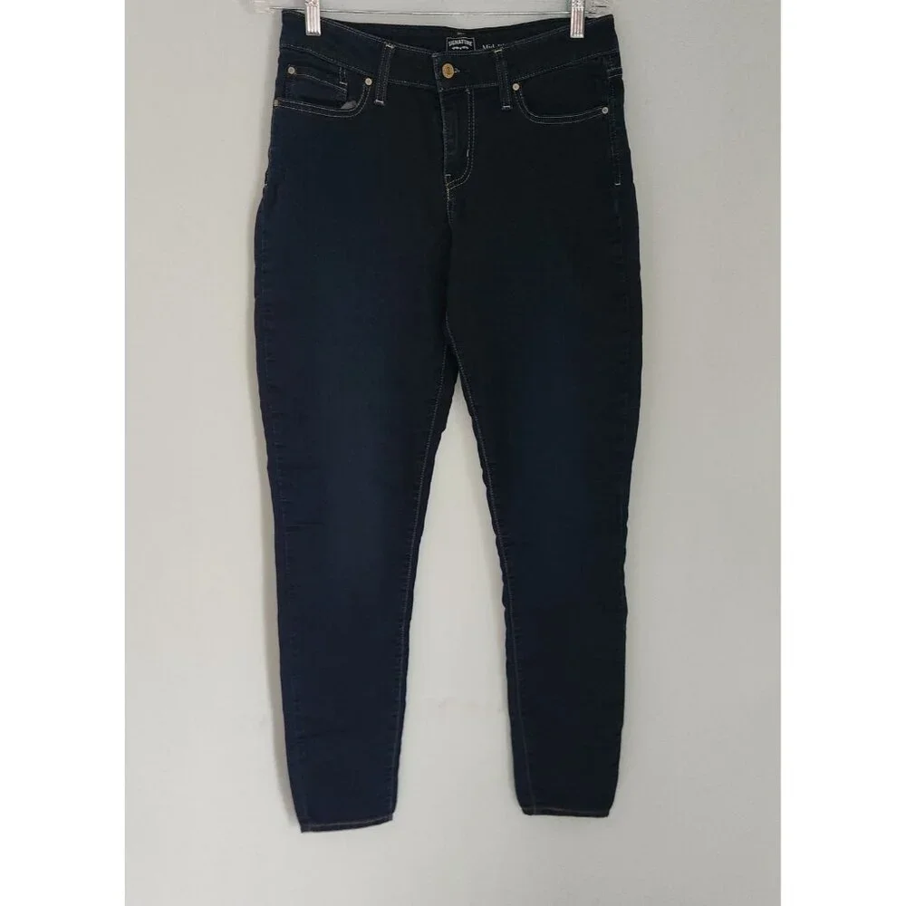 Levi Strauss Signature Gold Jeans Mid-Rise Skinny Blue Denim Womens W30 I32 EUC‎ - Picture 2 of 12